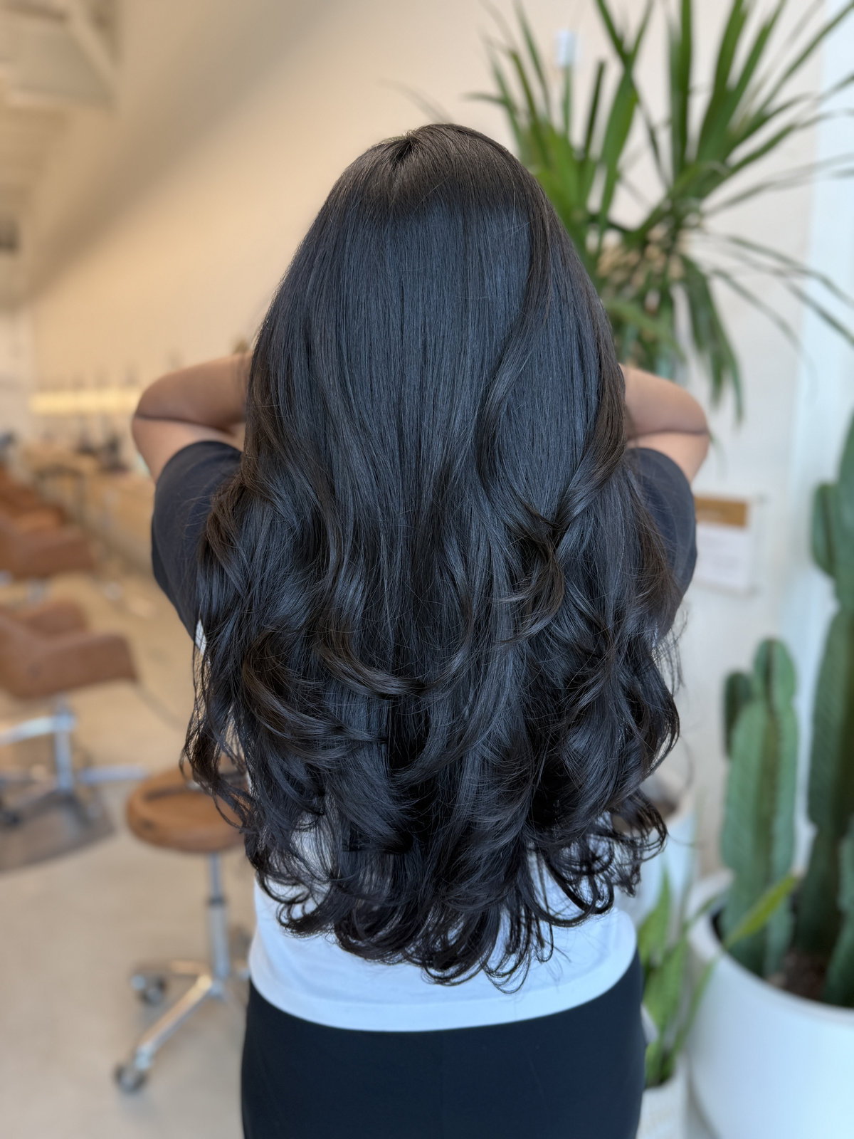 Long jet-black bouncy waves from behind